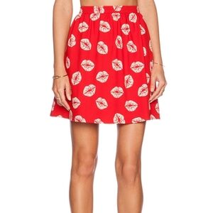 Sam Edelman x Revolve red skirt kisses lips print 2 XS